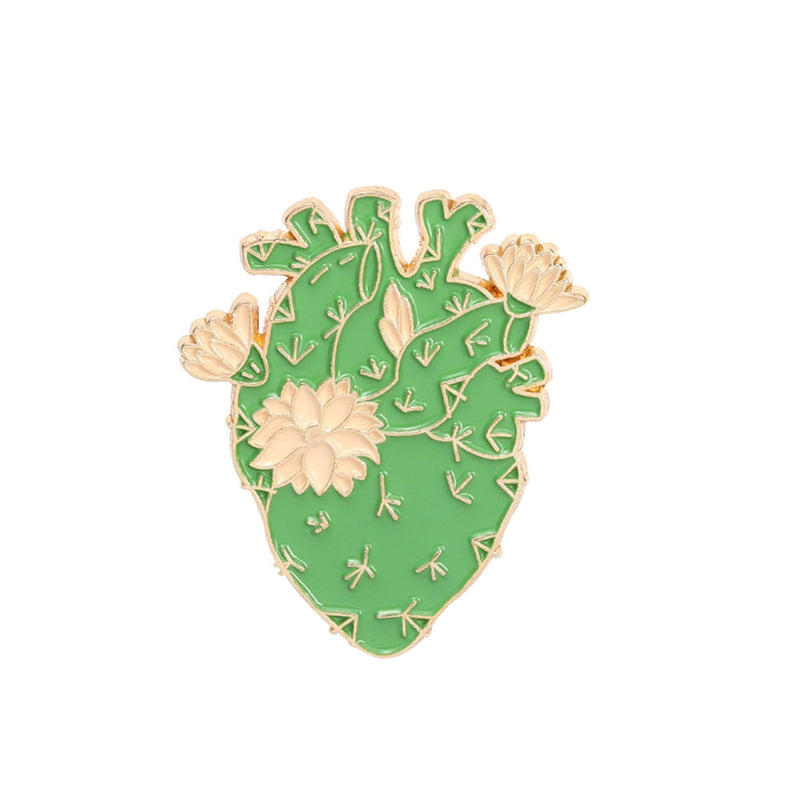 [Australia] - ROFARSO Cactus Heart Enamel Lapel Pin Anatomical Heart Brooch Pins Accessory for Backpacks Badges Hats Bags for Women Girls Kids Gift 