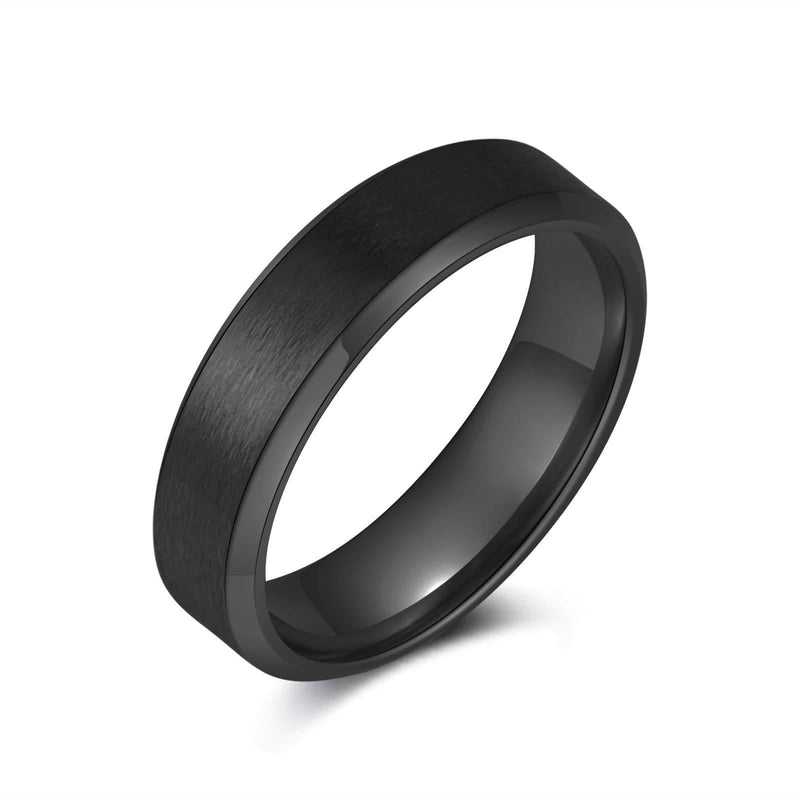 [Australia] - Scddboy 6MM Stainless Steel Matte Polished Rings for Men Wedding Ring Classical Simple Plain Ring Black 7 