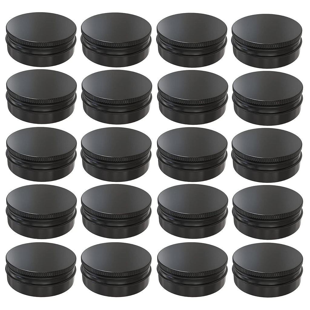 [Australia] - AQSXO 2 oz black tins with lids, Round Aluminum Cans, for Candles,Cosmetic, Lip Balm, 20Pcs. 