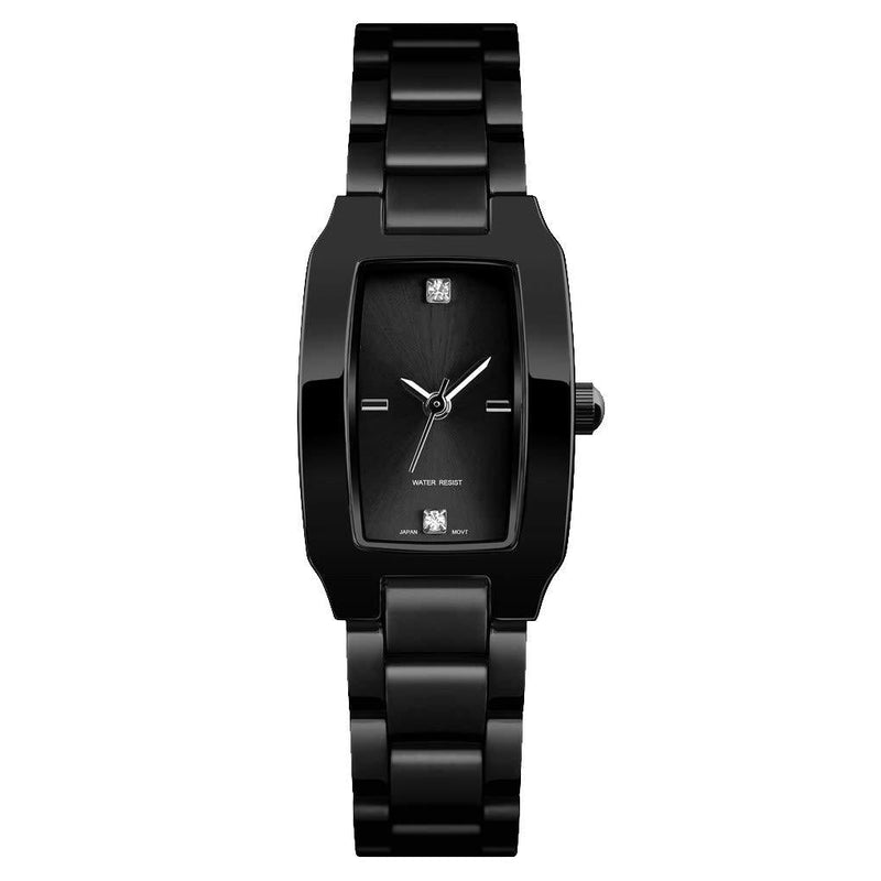[Australia] - VIGOROSO Ladies Fashion Watch Square Luxury Casual Elegant Bracelet Watches Stainless Steel Waterproof Analog Quartz Wrist Watch for Womens Black 