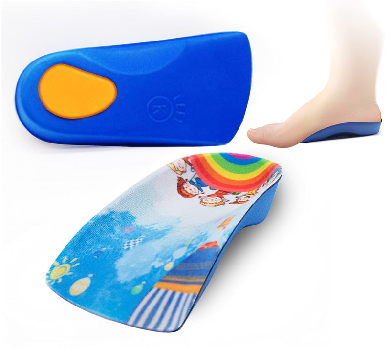 [Australia] - Arch Support Insole for Kids Shoes, Size K Orthotic Shoes Inserts for Kids, 3/4 Length Inserts for Children’s Heel Pain, Flat Feet, Plantar Fasciitis, Pronation Size K for ages 6 to 10 