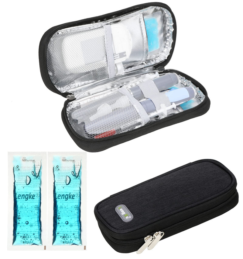 [Australia] - Insulin Travel Case with 2 Ice Packs - Diabetes Bags Cooler Travel Case for Diabetic Organize Supplies Insulated Cooling Bag by YOUSHARES (Black) black 