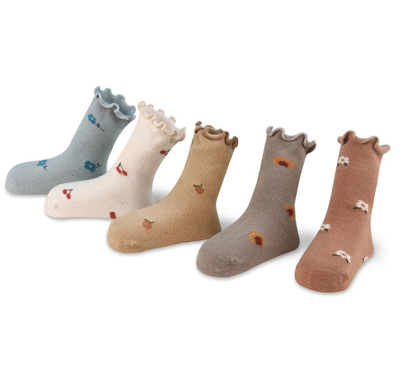 [Australia] - Infant Girls Baby Socks-Children's Non-Skid Floor Cotton Socks (5 Pack, 5 Color, 0-3 Years) 0-6 Months Multicolor 
