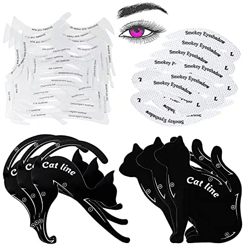 [Australia] - Eye Makeup Moulds Kit Includes Smoky Cat Eyeliner Stencil Pads, Eyebrow Applicators Template Plate, Eyeshadow Stencil Stickies, Quick Makeup Tool for Beginners 