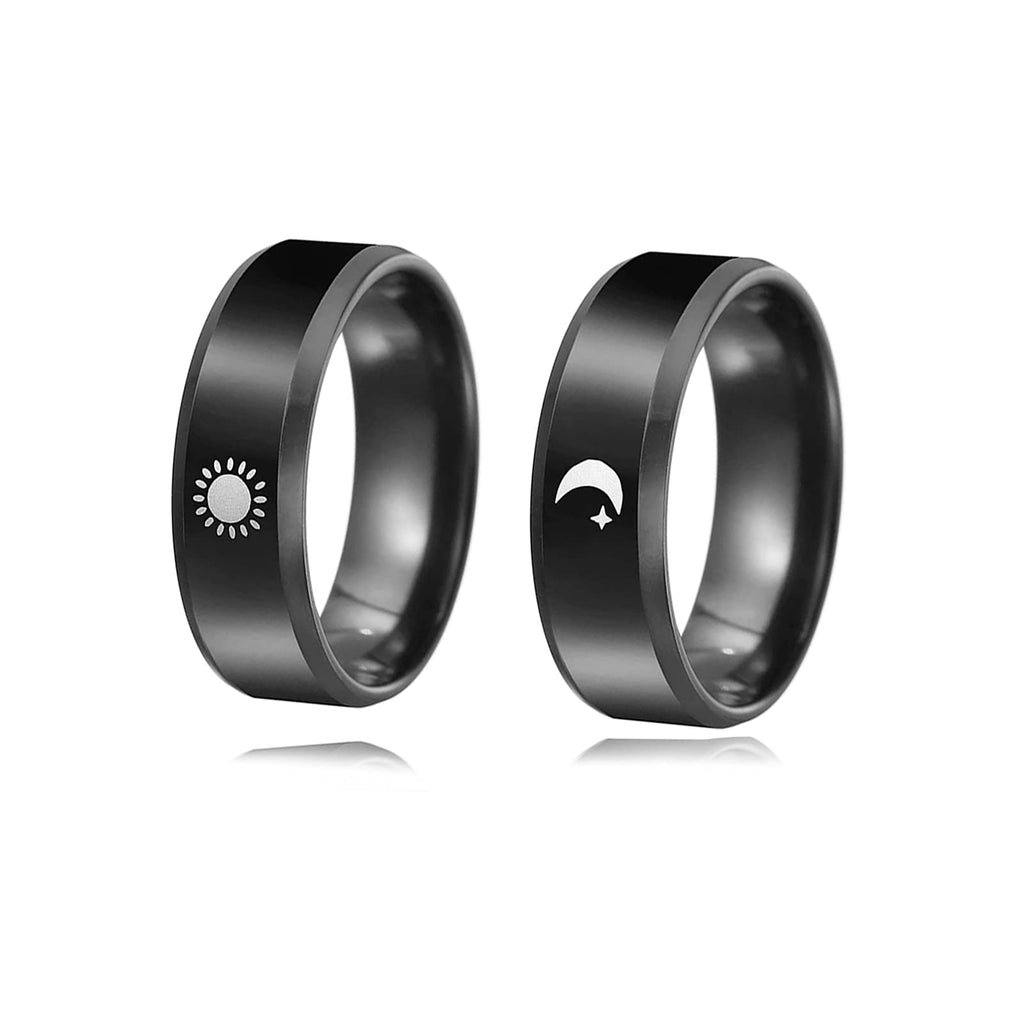 [Australia] - Sun and Moon Rings for Couples Matching Promise Couples Rings for Girlfriend Boyfriend Moon Star Rings Set Matching Rings Size 10 