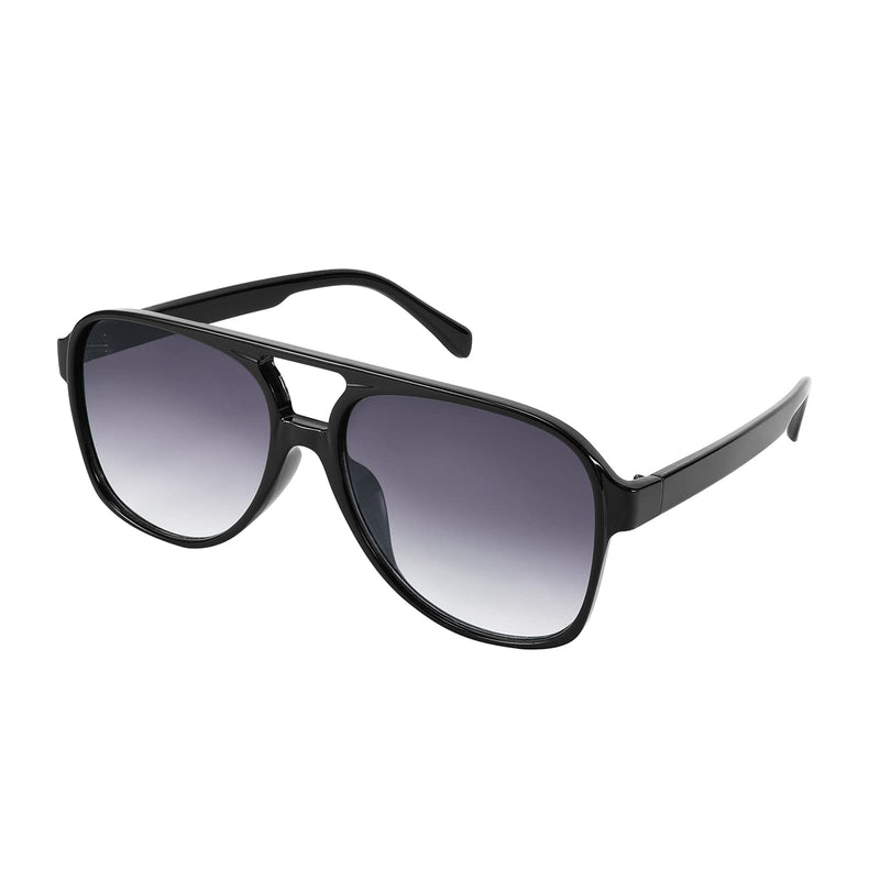 [Australia] - FEISEDY Vintage Retro 70s Plastic Aviator Sunglasses Women Men Classic Large Squared Frame B2751 Black 60 Millimeters 