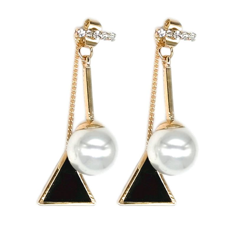 [Australia] - Triangle Balance Pearl Drop Dangle Earrings 