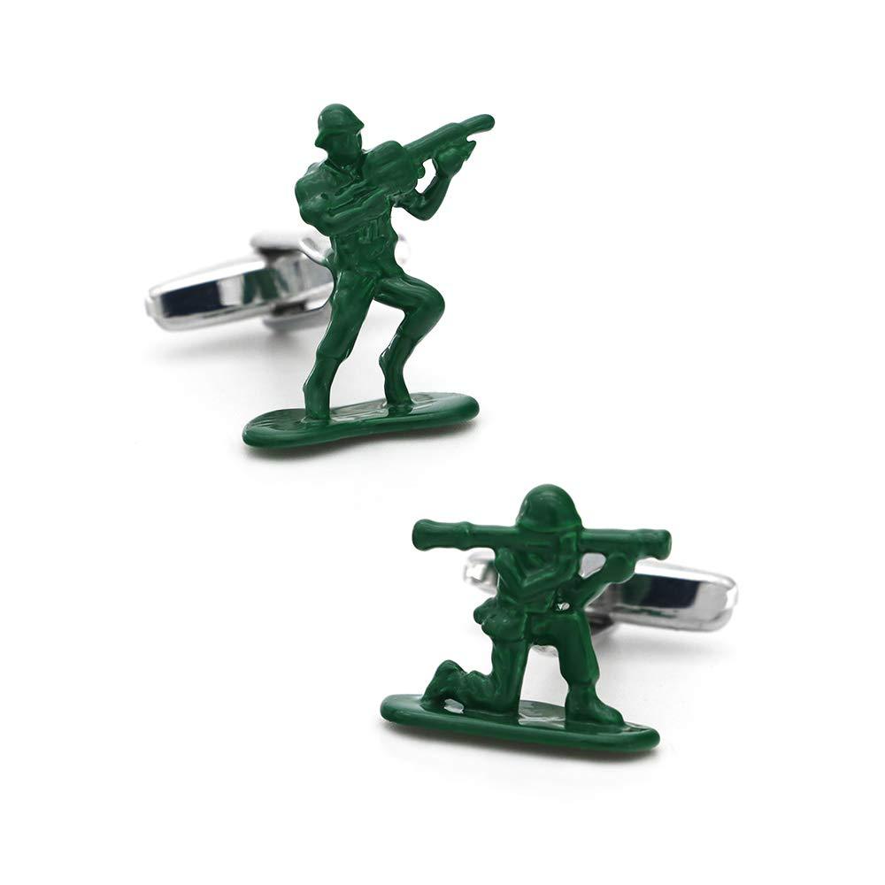 [Australia] - iGame Soldiers Chess Cuff Links Green Color Contra Fighter Design Cufflinks With Quality Gift Box 