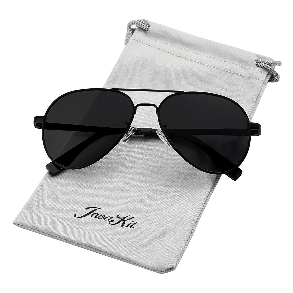 [Australia] - Kids Small Polarized Aviator Sunglasses for Girls and Boys Age 4-16 Black/Grey 52 Millimeters 