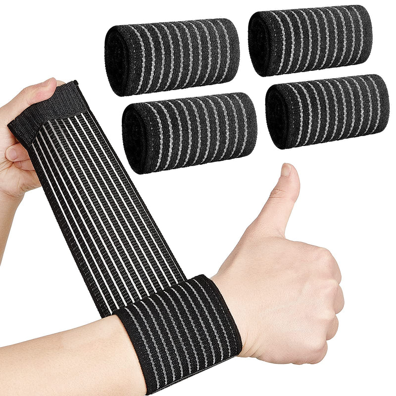 [Australia] - 4 Pieces Carpal Tunnel Wrist Brace, Wrist Compression Strap, Hand Brace Wraps for Adult Working Out, Adjustable Wrist Strap, Breathable Wristband for Weightlifting, Tennis, Golf and Fitness, Black 