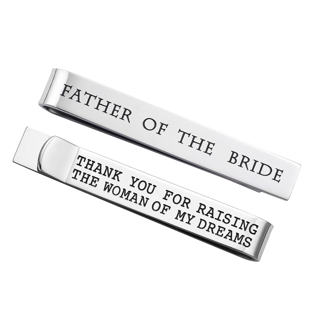 [Australia] - LParkin Father of The Bride Gifts Father of The Groom Gifts Wedding Tie Clips Gifts for Groomsmen from The Bride Stainless Steel Tie Bars Father of The Bride-Thank Raising Woman 