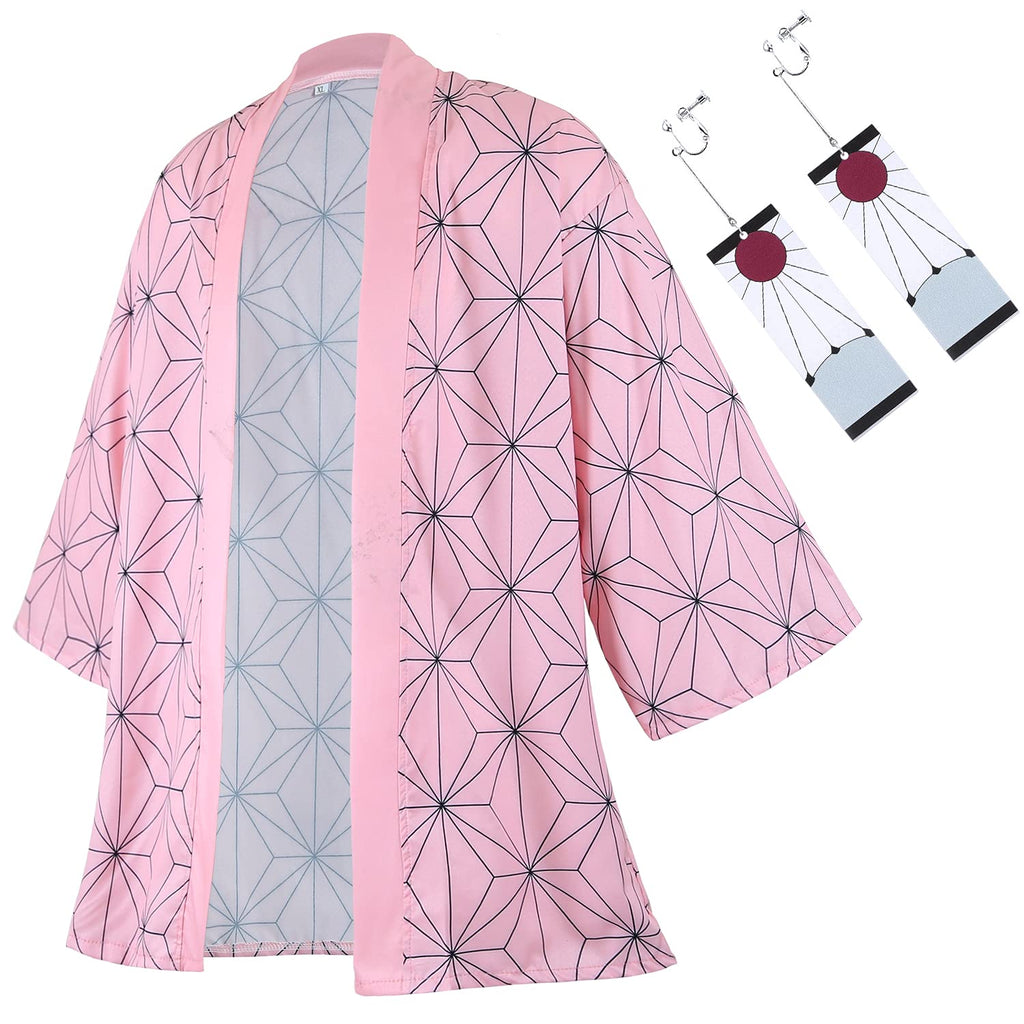 [Australia] - Ainiel Kamado Tanjirou Robes Agatsuma Zenitsukimetsu no Yaiba Kamado Costume Cosplay Earrings Set Small Pink 