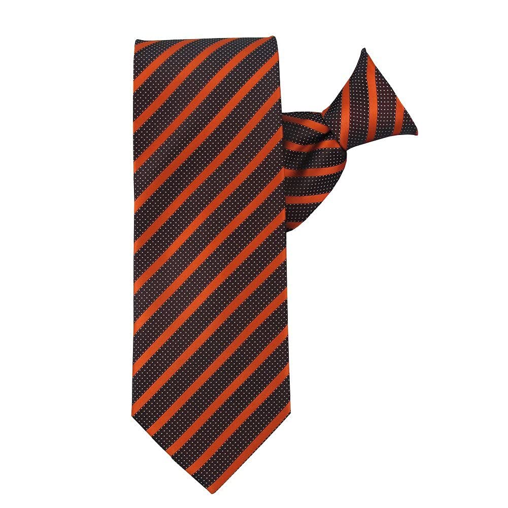 [Australia] - Jacob Alexander Men's Pre-Tied Dotted Stripe Pattern Clip-On Neck Tie Orange Brown 