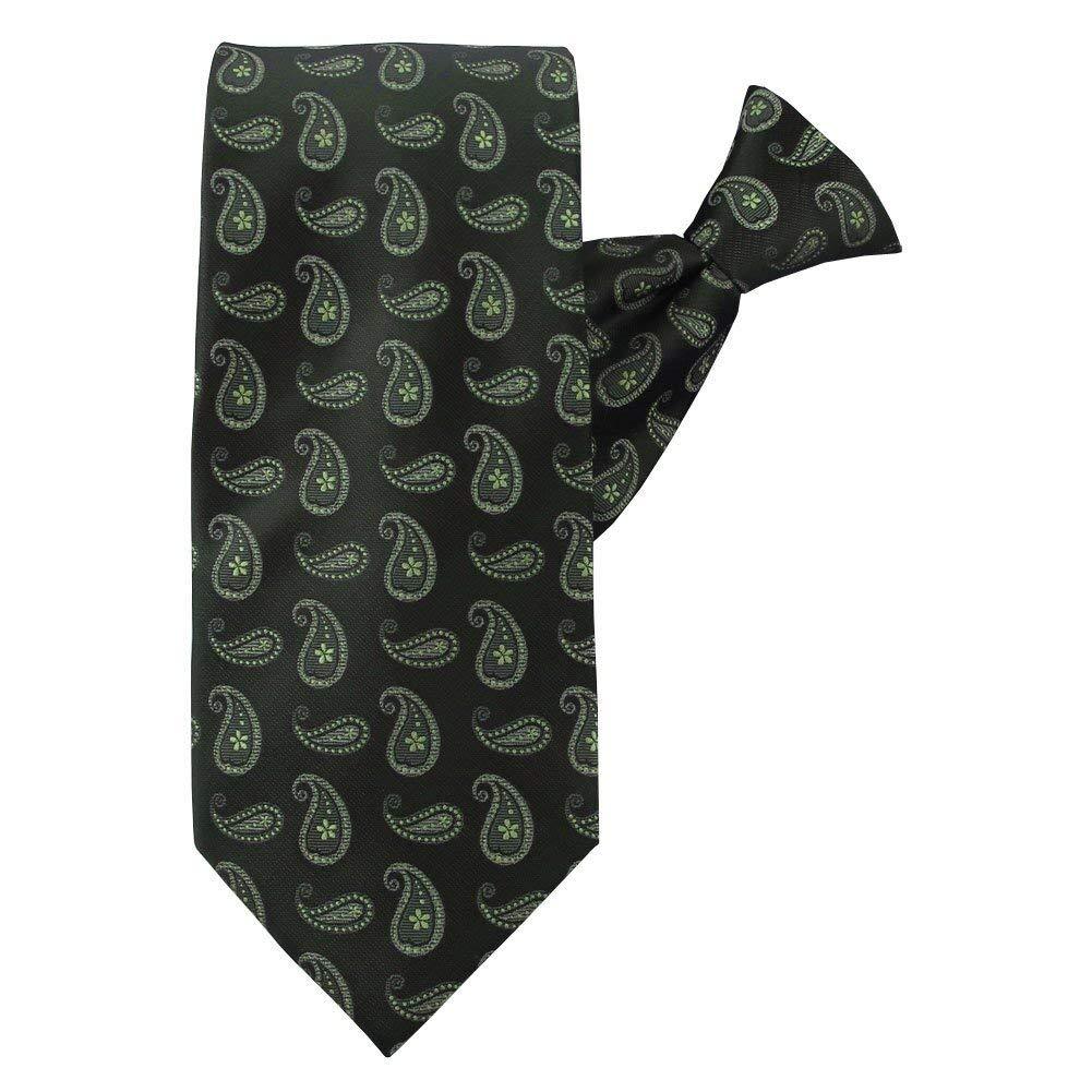 [Australia] - Jacob Alexander Men's Pre-Tied Paisley Pattern Clip-On Neck Tie Black Green 