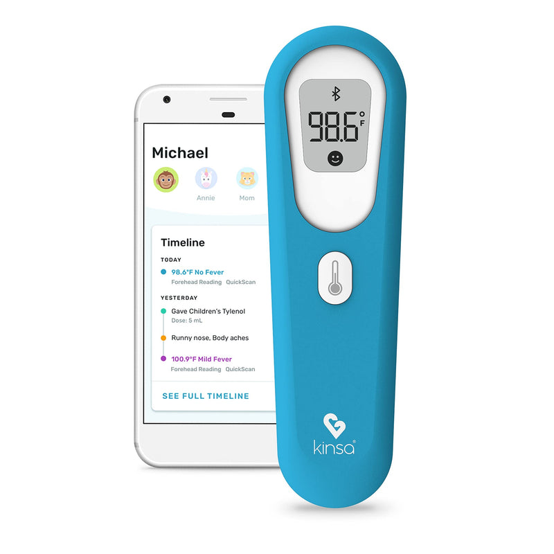 [Australia] - Kinsa QuickScan Non-Contact Smart Forehead Thermometer & App - Pairs with Smartphone to Track Family Health & Get Illness Guidance - Contactless, No Touch Thermometer FDA Cleared Adults & Kids 