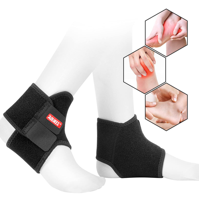 [Australia] - Kids Ankle Brace Supports Breathable Neoprene Ankle Stabilizer Adjustable Child Ankle Protector Wraps Sports Dance Foot Support Arch Supports for Sports Protection Joint Pain Ankle Sprain 2PCS Black Medium 