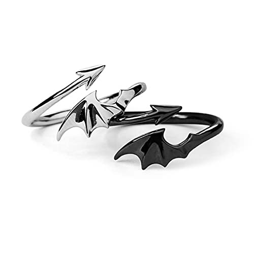 [Australia] - XJW 2pcs Matching Set Couple Rings Stainless Jewelry Angel VS Devil Wings Adjustable Ring Engagement Ring Wedding Ring Promise Rings 