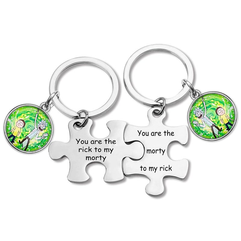 [Australia] - G-Ahora Rick and Morty Friendship Puzzle Keychain You are The Rick to My Morty Jewelry Gift for Best Friends Ti-kpr-rick Morty 