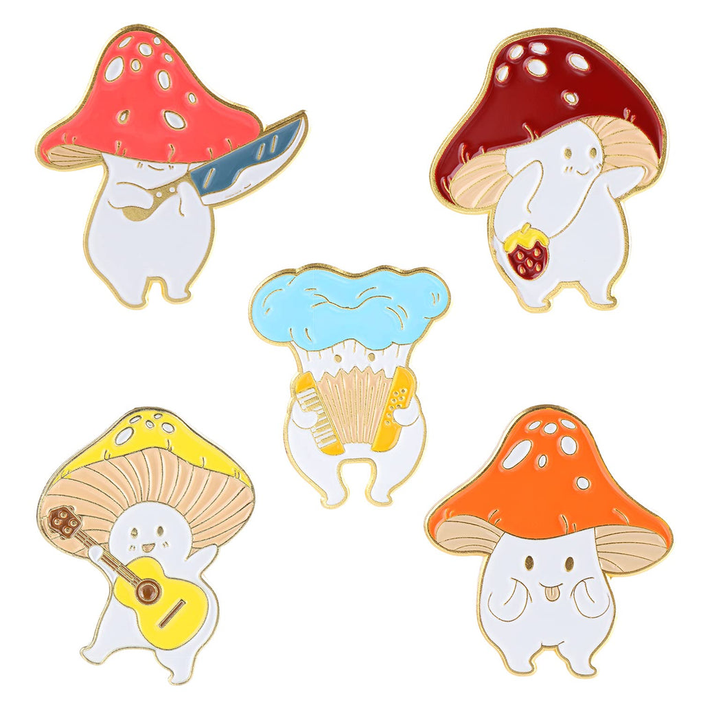 [Australia] - LTBLBY 5PCS Enamel Pin Brooches Set Cute Mushroom Lapel Badge Funny Cartoon Enamel Pin for Cloths Hats Backpack DIY Decoration 