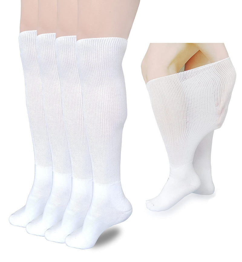 [Australia] - VEIGIKE Diabetic Edema Socks, Extra Wide Lymphedema Socks Walking boot sock, Bariatric Cast Sock for Men Women, 2 Pairs(white), One Size 