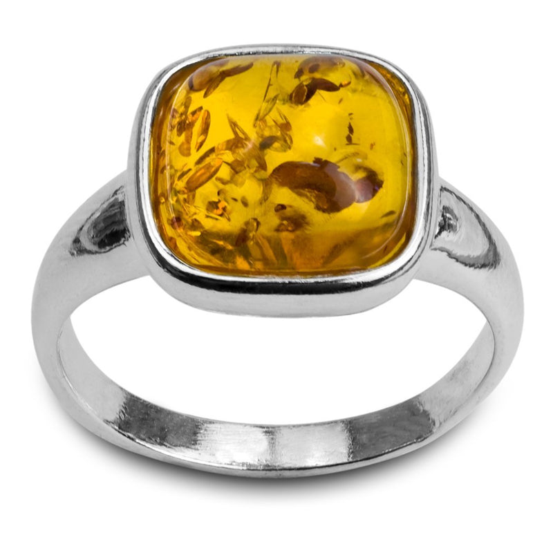 [Australia] - Ian and Valeri Co. Amber Sterling Silver Square Ring 6 