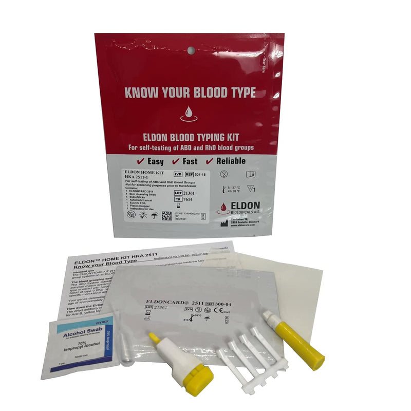 [Australia] - 3 x Eldoncard Blood Type Test | A,B,O,AB & Rh Test | 3 x One Step Extra Lancets (3 Test Pack) 