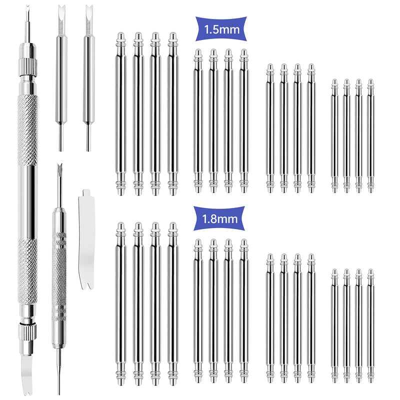 [Australia] - Stainless Steel Spring Bar Tool,Watch Band Repair Kit,Watch Wrist Bands Strap Removal Tools,Repair Fix Kit with 3pcs Extra Bar Tips,32pcs Stainless Steel Pins,Professional Watch Buckle Repair Tool 