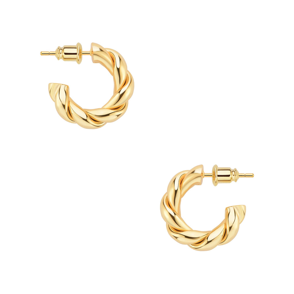 [Australia] - Wowshow Gold Hoop Earrings 14k Gold Plated Twisted Rope Round Chunky Hoop Earrings Gift for Women Gold-20 