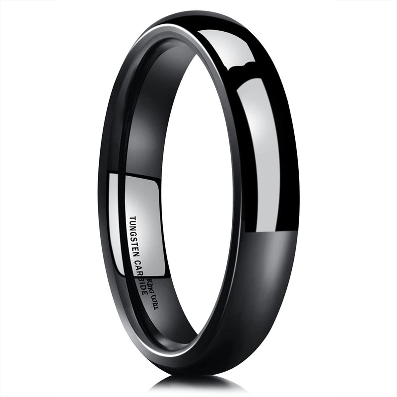 [Australia] - King Will Basic 4mm 6mm 8mm Men's Black Tungsten Carbide Ring Domed High Polished Comfort Fit Wedding Band 6 