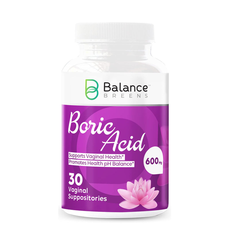 [Australia] - Balance Breens Boric Acid Vaginal Suppositories 600 mg - Intimate Health Support, Promotes Healthy pH Balance - 30 Vaginal Use Capsules 