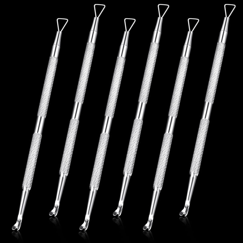 [Australia] - 6 Pieces Cuticle Fork Cuticle Trimmer Pusher Double Ended Stainless Steel Nail Gel Polish Removal Dead Skin Remover Triangle Cuticle Nail Pusher Peeler Scraper Pedicure Manicure Tools (Silver) Silver 
