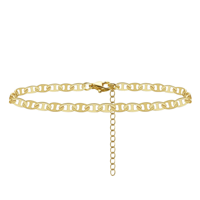 [Australia] - Freeprance Ankle Bracelets for Women,14K Gold Plated Anklet,Girls Gold Ankel Bracelet, Boho Jewelry for Women, Beach Dainty Cute Foot Jewelry Chain A: Flat Marina Chain 