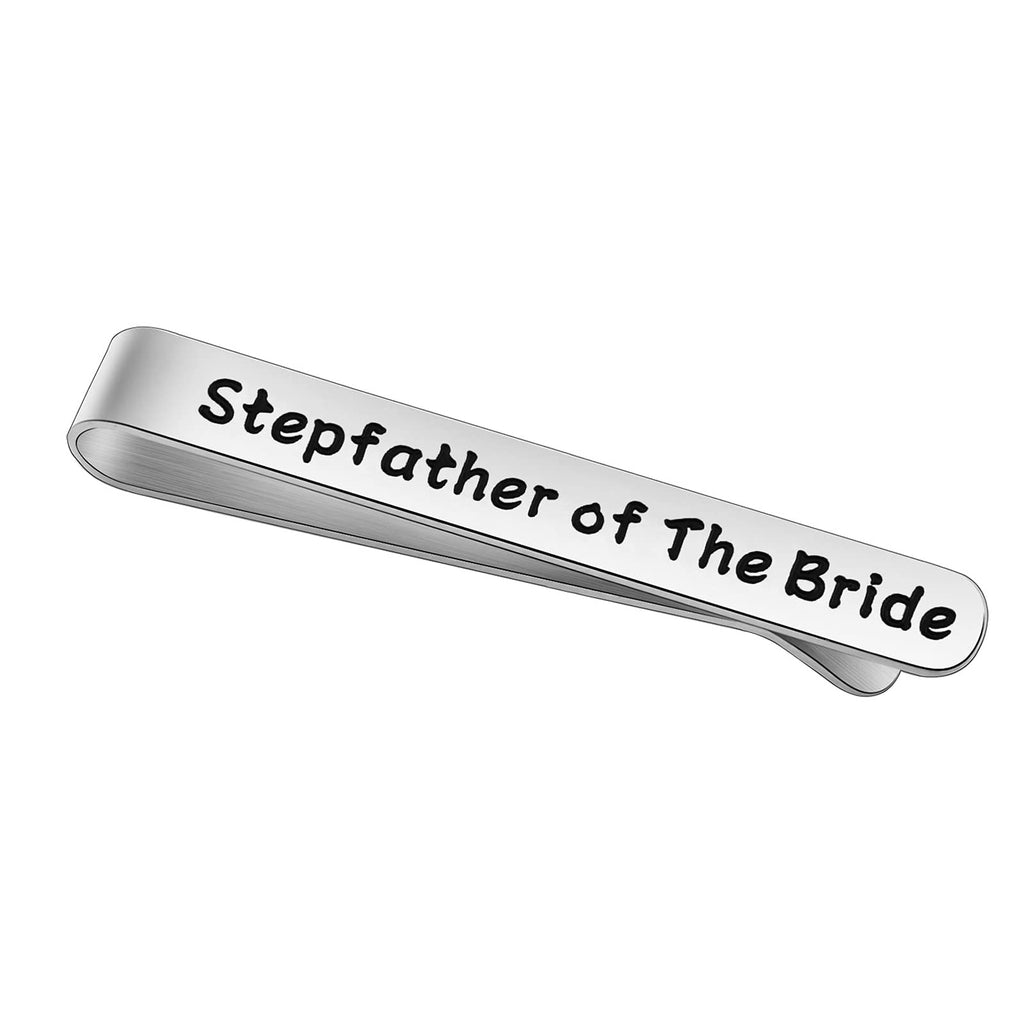 [Australia] - BEKECH Stepfather of The Bride Gift Step Father of The Bride Tie Clip Groom Step Father in Law Wedding Day Wedding Party Gift for Stepdad Bride Dad Jewelry silver 