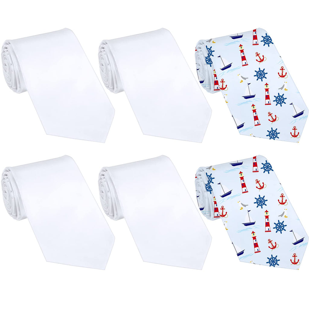 [Australia] - 6 Pieces Blank Sublimation Tie for Men Solid White Polyester Neckties Sublimation Men's Ties for Weddings Parties 