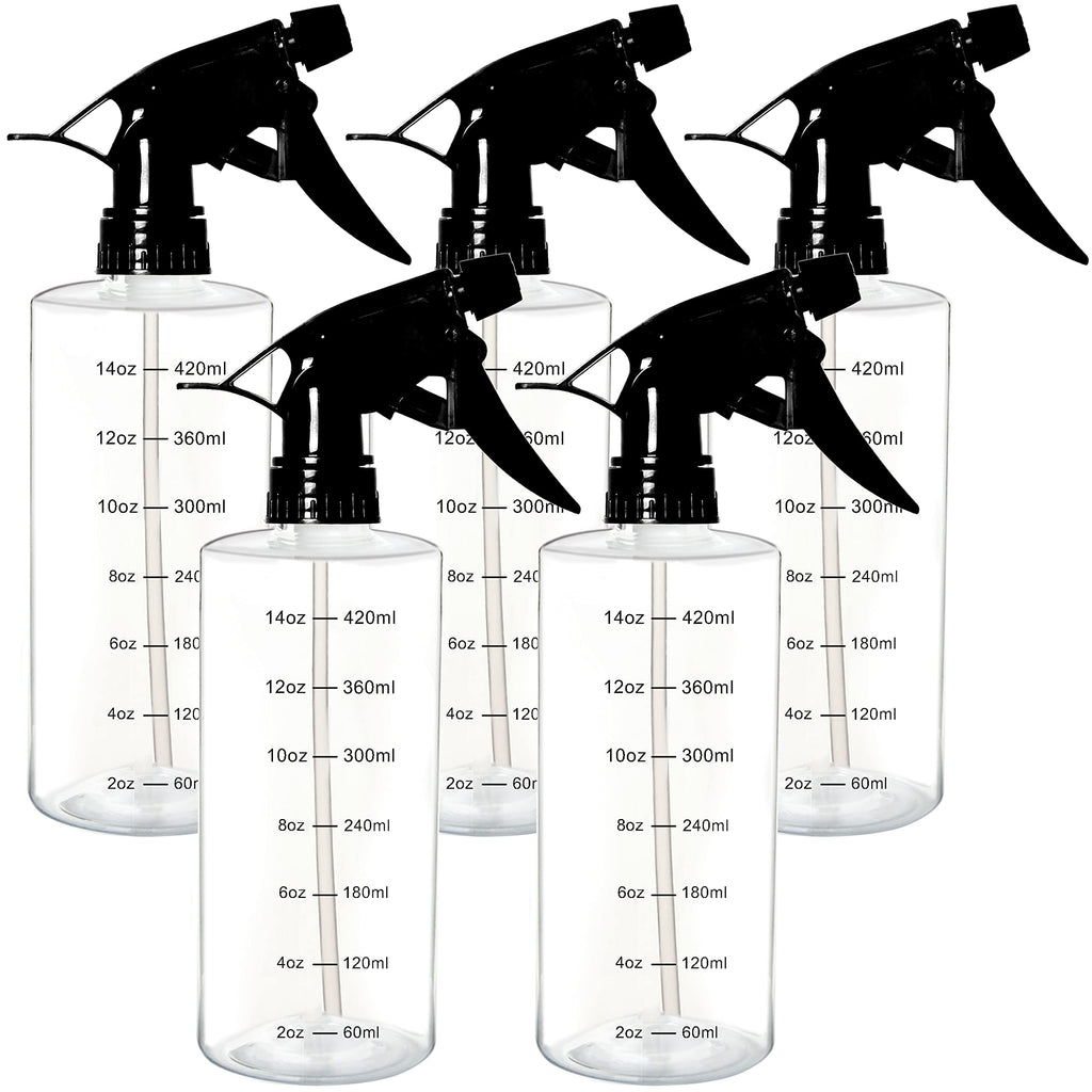 [Australia] - Youngever 5 Pack 16 Ounce Empty Plastic Spray Bottles, Spray Bottles for Hair and Cleaning Solutions (Black Sprayer) Black Sprayer 