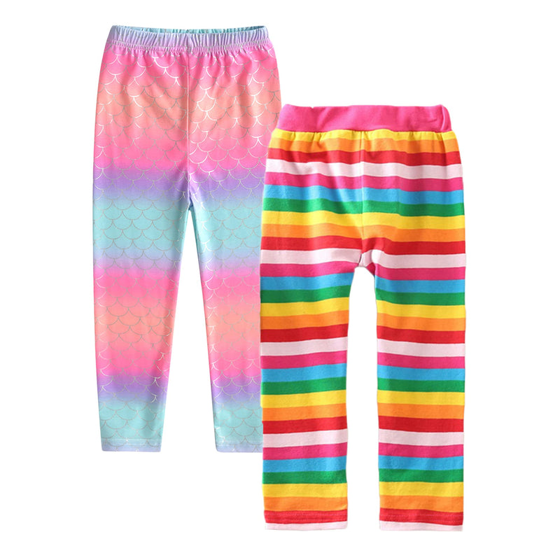 [Australia] - VIKITA Girls Pants,2 Pack Toddler Leggings Colorful Cotton Casual Pants Set for 2-8 Years Little Girl F5508+f5560 2-3T 