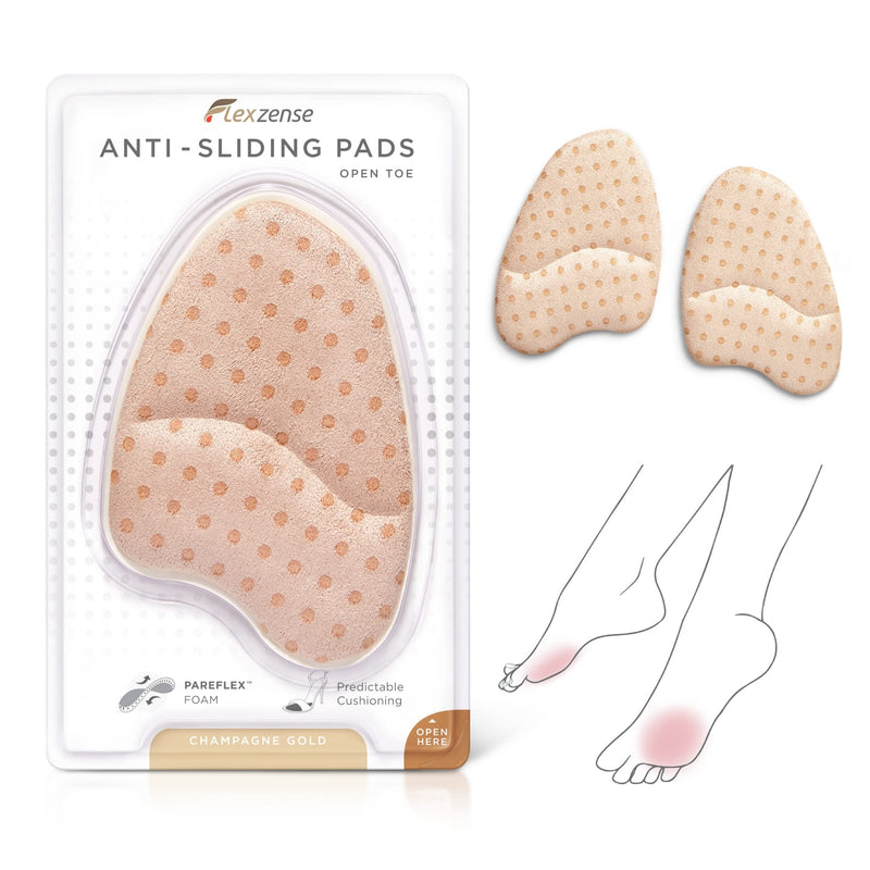 [Australia] - FLEXZENSE Anti-Sliding Pads Open Toe | Maximum Cushioning and Reduce Foot Slip | 1 Pair (Champagne Gold) 