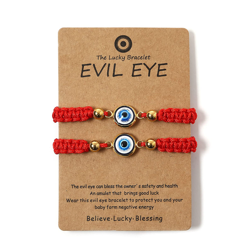 [Australia] - Evil Eye Red Bracelets for Protection - Red String Amulet Adjustable Bracelet For Women Men | Girls Link Knot Lucky Kabbalah Protection Bracelets 2Pcs Red String Amulet Bracelet 