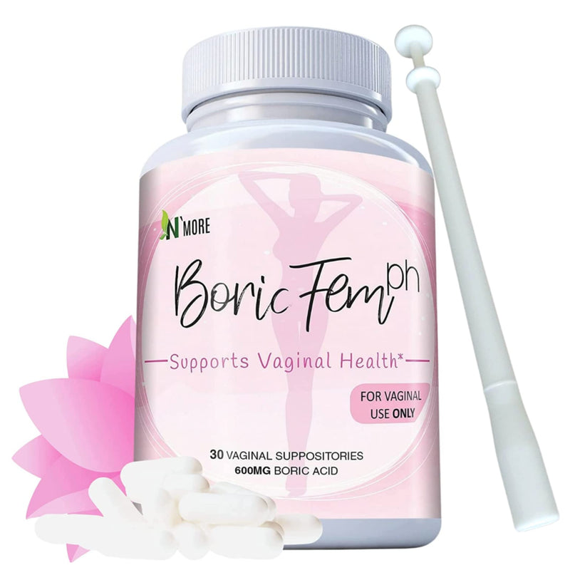 [Australia] - Boric Acid Vaginal Suppositories - 30 Count, 600mg - 100% Pure Made in USA - Boricfem Support Vaginal Health (One) 