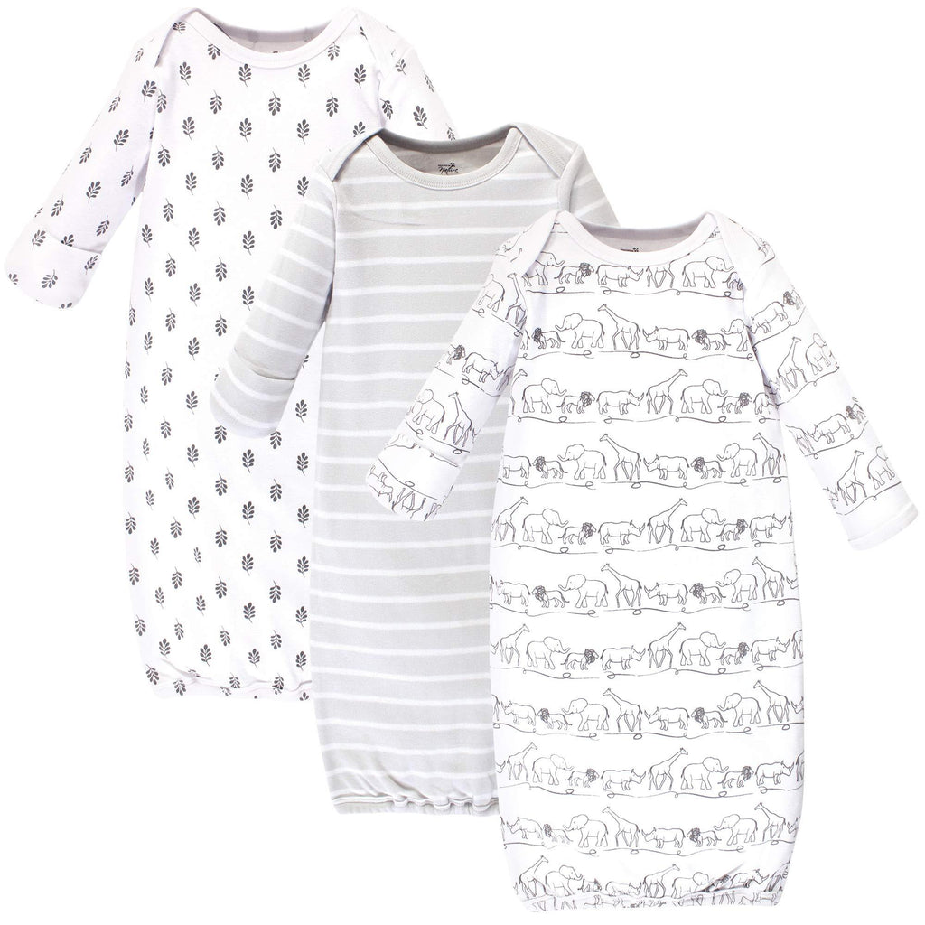 [Australia] - Touched by Nature Unisex Baby Organic Cotton Gowns Preemie/Newborn Safari 