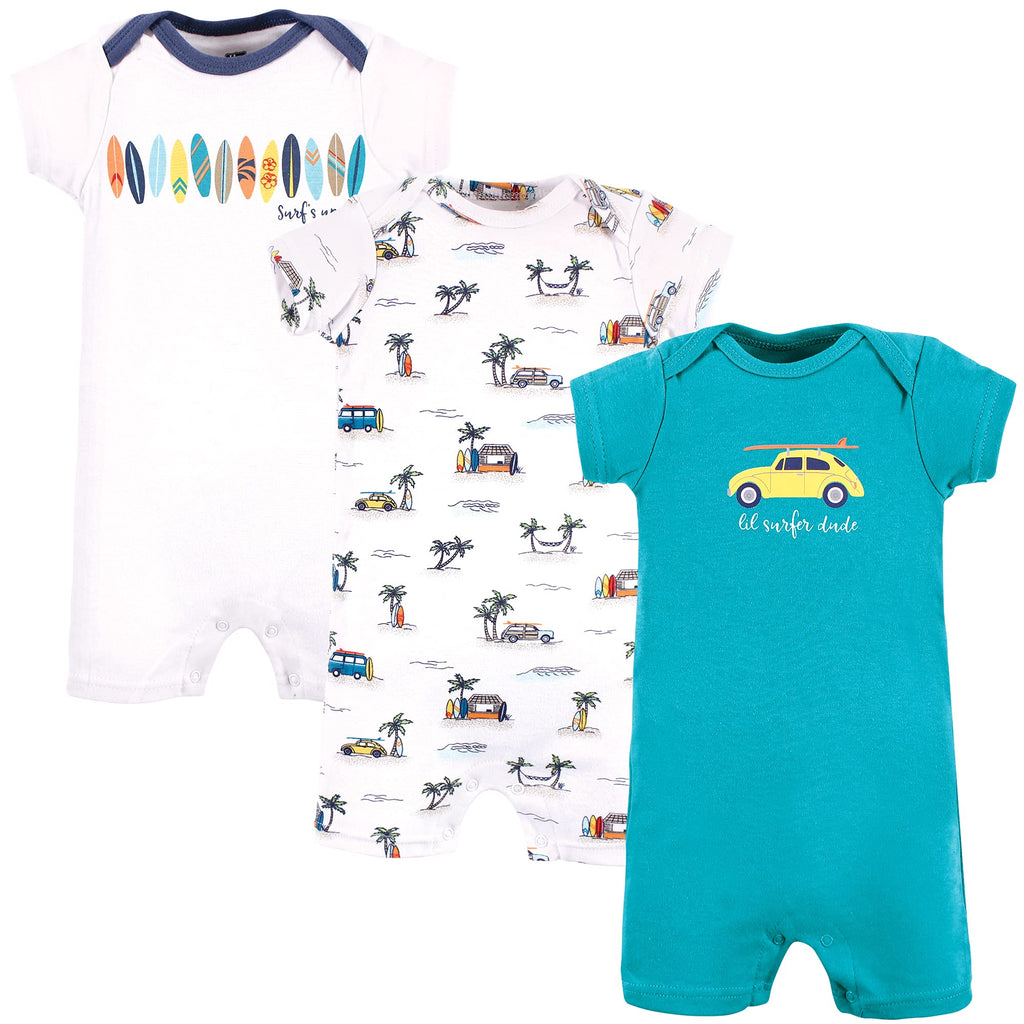 [Australia] - Hudson Baby Baby Boys' Cotton Rompers 0-3 Months Surfer Dude 