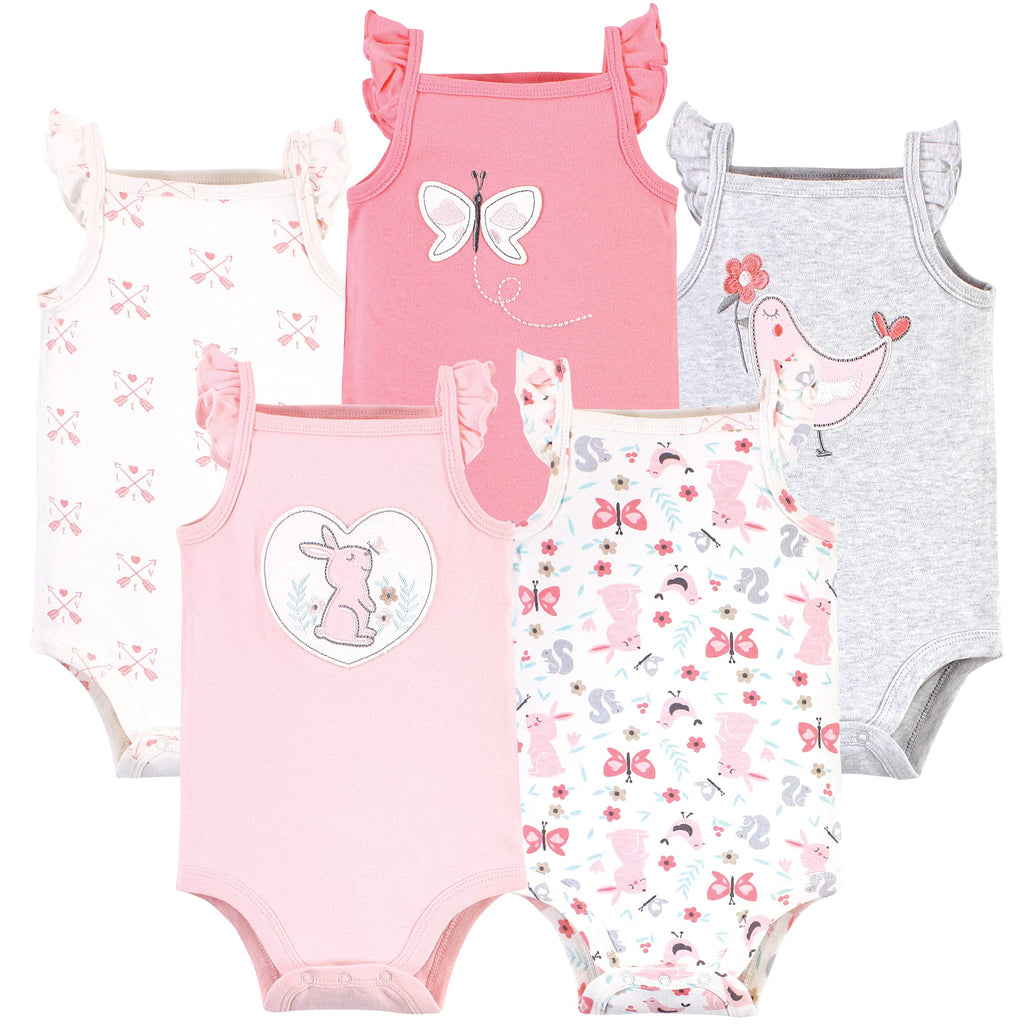 [Australia] - Hudson Baby Unisex Baby Cotton Sleeveless Bodysuits 0-3 Months Sweet Bunny 