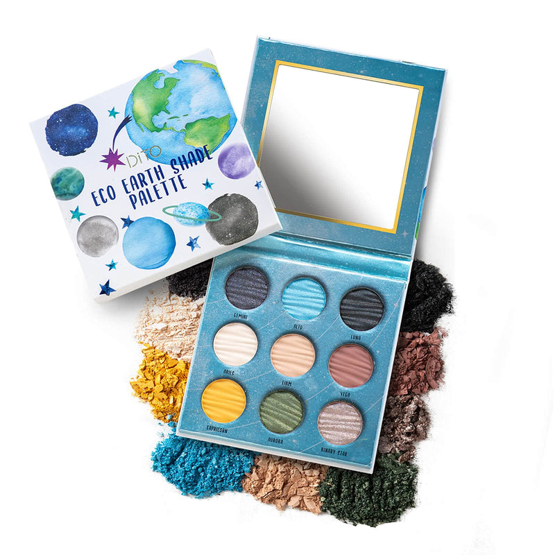 [Australia] - DiTO 9 Color Eco Earth Eyeshadow Palette, Portable Eyeshadow Pallet Matte And Shimmer,Waterproof Makeup Palette With Mirror As A Festive Gift For Wife & Lover & Mother 