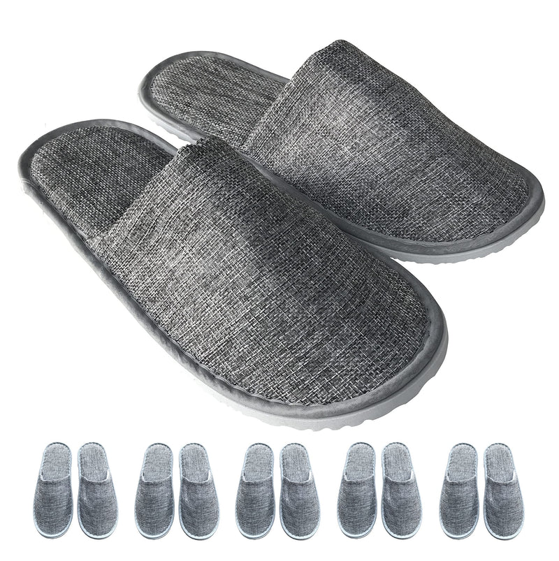 [Australia] - Disposable Indoor Slippers,6 Pairs Spa Slippers Closed Toe Linen Non-Slip Comfort Padded Sole for Men and Women Spa Hotel Travel Party Gray 8-10 US 