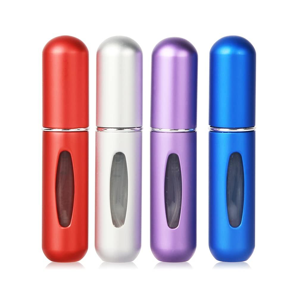 [Australia] - Portable 5ml Mini Perfume Atomizer Bottles, Refillable Perfume Spray Bottle, Scent Pump Case, Empty Perfume Bottles for Travel and Outgoing(4 Pack) multicolor 