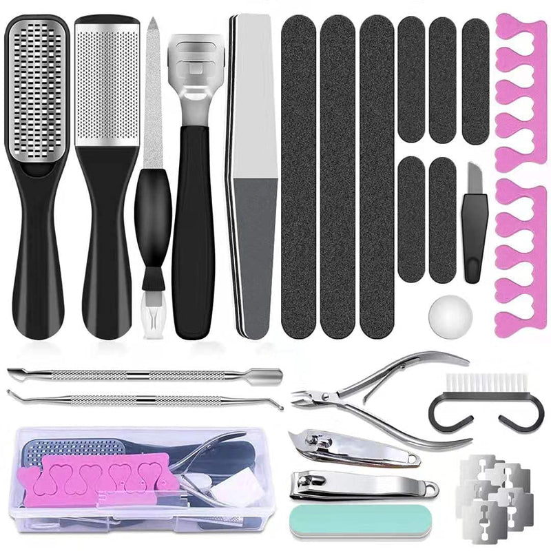 [Australia] - Pedicure Tool Kit, 25 in 1 Foot Care Pedicure Tools Set for Men Women Stainless Steel Foot File Set, Professional Callus Dead Skin Remover, Included Nail Toenail Clipper File Foot Rasp 