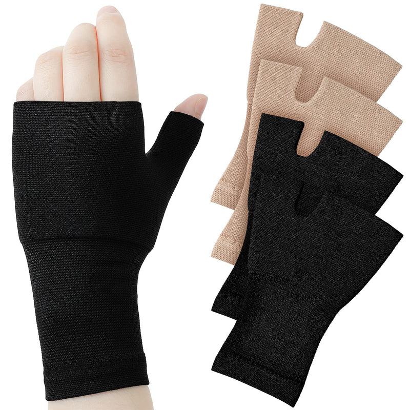 [Australia] - 4 Pieces Unisex Wrist Thumb Support Sleeve Fingerless Wrist Gloves Compression Arthritis Gloves Sports Wrist Support Brace for Fatigue Sports Typing (Medium, Medium) Medium (Pack of 4) 