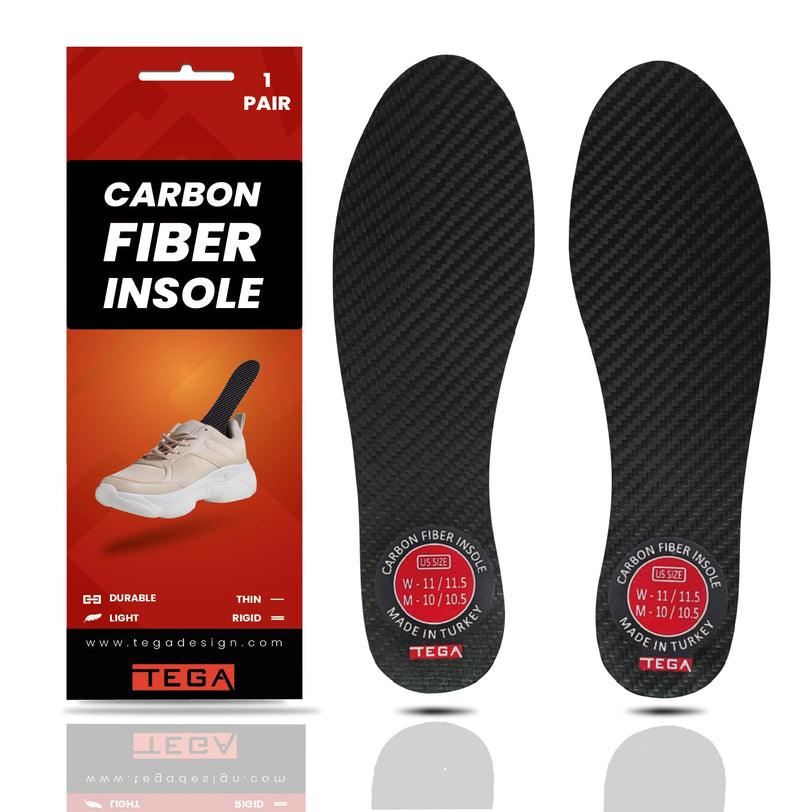 [Australia] - TEGA Carbon Fiber Insole (1 Pair) - for Turf Toe, Foot Fractures, Hallux Rigidus and Limitus - Rigid Shoe Insert for Sports, Hiking, Trekking, Basketball, Running - Alternative to Post Op Shoe 235 mm - Women's Size 8-8.5, Men's 7-7.5 