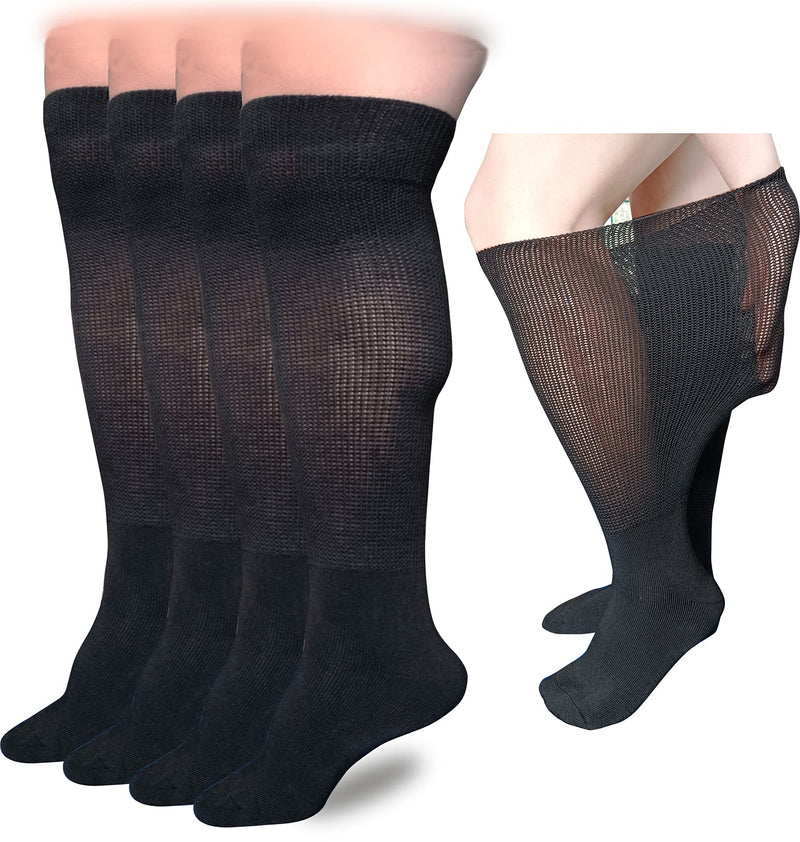 [Australia] - VEIGIKE Extra Wide Lymphedema Bariatric Socks Knee High Replacemen Sock Liner for Air Cam Walkers Brace Orthopedics Cast Boot Men Women, Black-2pairs, One Size 