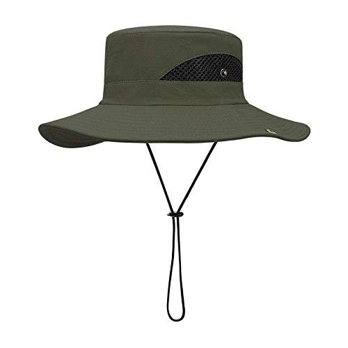 [Australia] - Sun Hat Summer UV Protection Bucket Beach Hat Safari Hat Foldable with Adjustable Chin Strap and Breathable Mesh Crown 2-army Green 